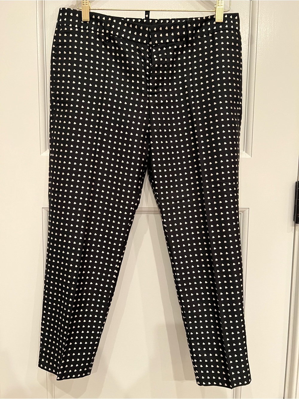 Black Dress Pants with White Heart Dot Pattern